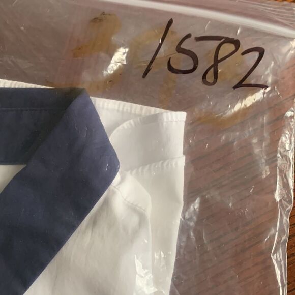 KATE Spade button down sleeveless white top with navy collar women size 4-A - Picture 8 of 9